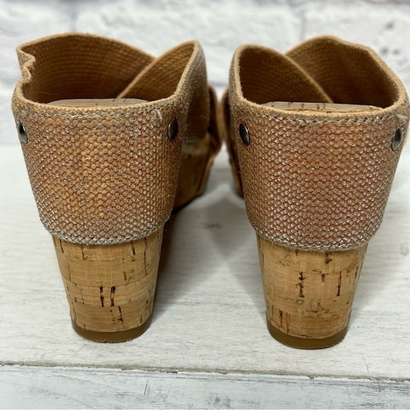 Lucky Brand Miller 2 Cork Wedge Sandals Women’s Canvas Straps in Rose Gold - Picture 12 of 16